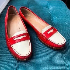 Kate Spade 8.5 Patent Leather Loafers Red Ivory